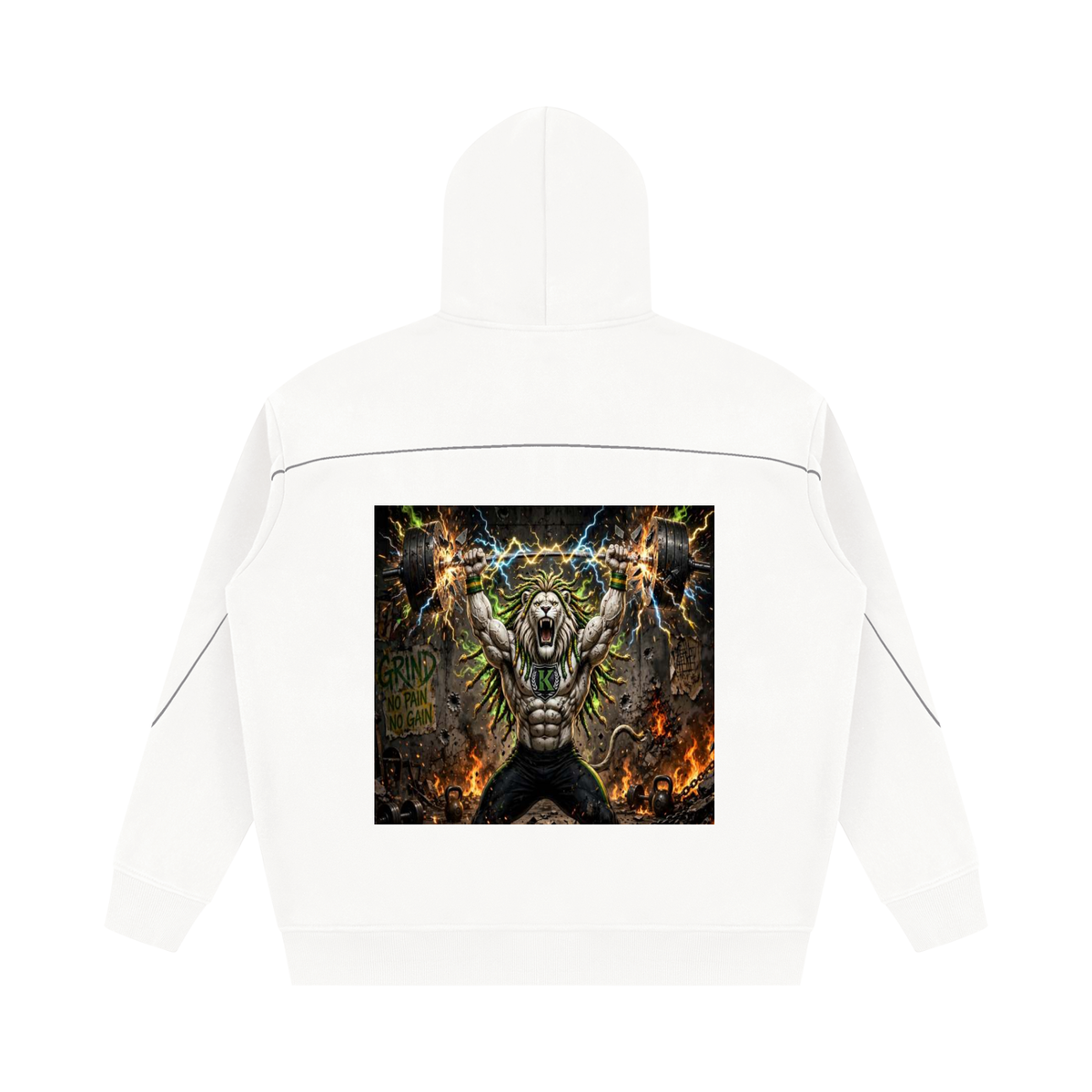 (KSFBLLC RASTA LION)Unisex Oversized Piping Fleece Hoodie