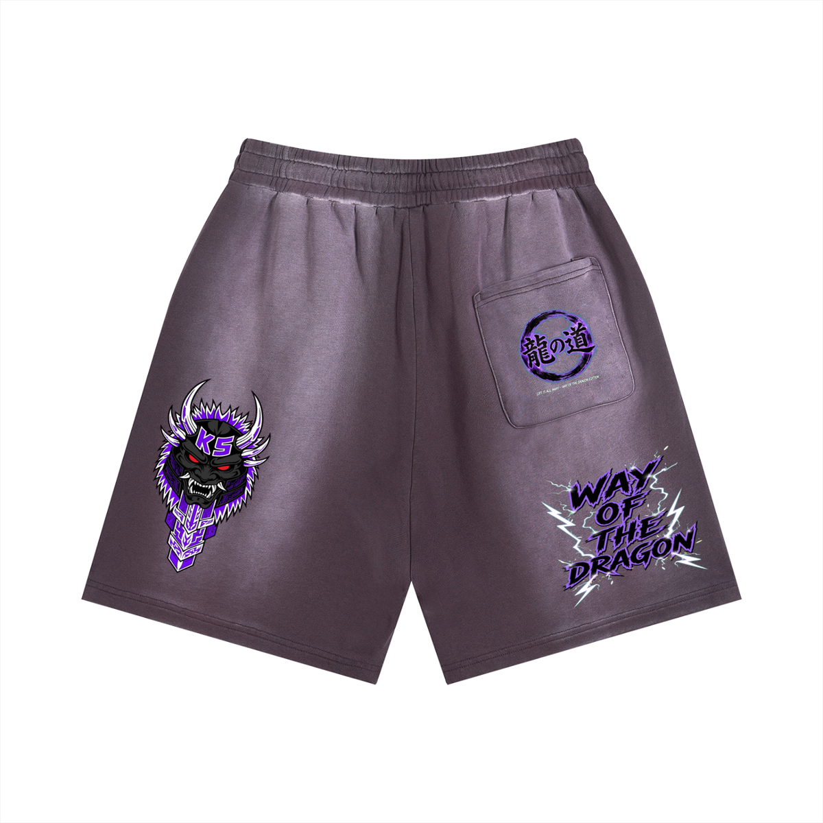 (KSFBLLC WAY OF THE DRAGON EDTION)Sun Fade Distressed Shorts
