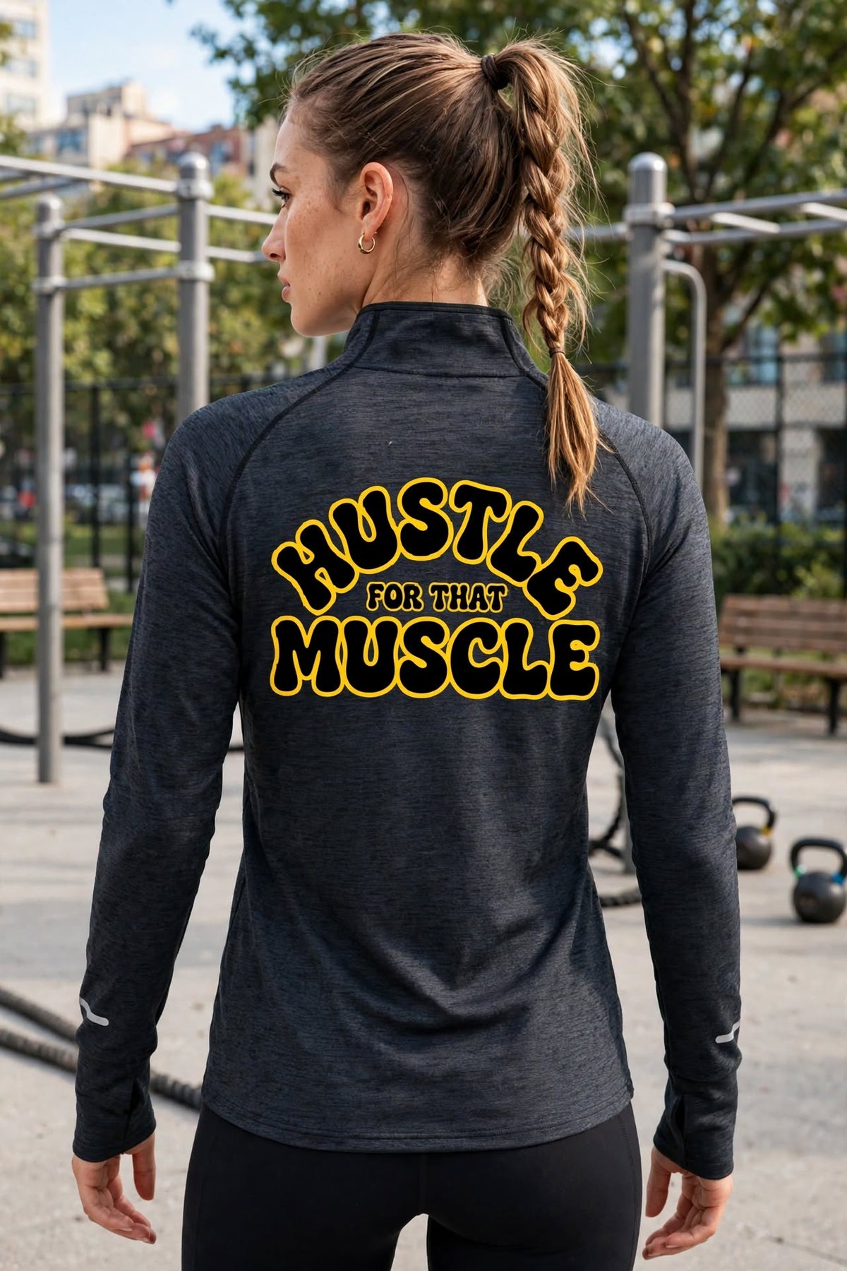 KSGBLLC (HUSTLE FOR THE MUSCLE) Men's Quarter-Zip Raglan Training T-Shirt