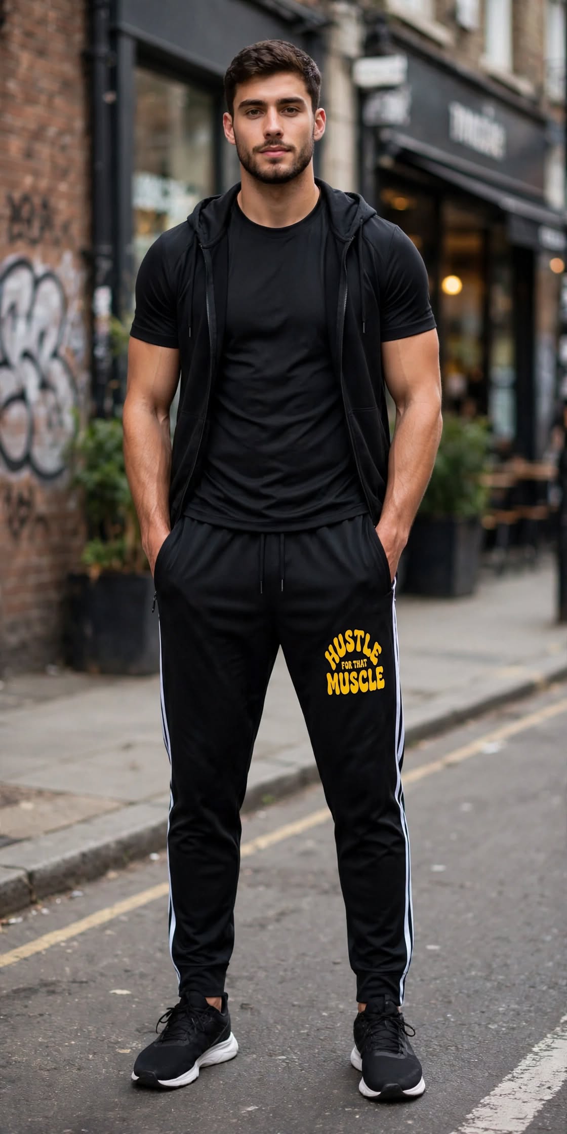 KSFBLLC HUSTLE FOR THE MUSCLE EDTION) Side Stripe Running Pants