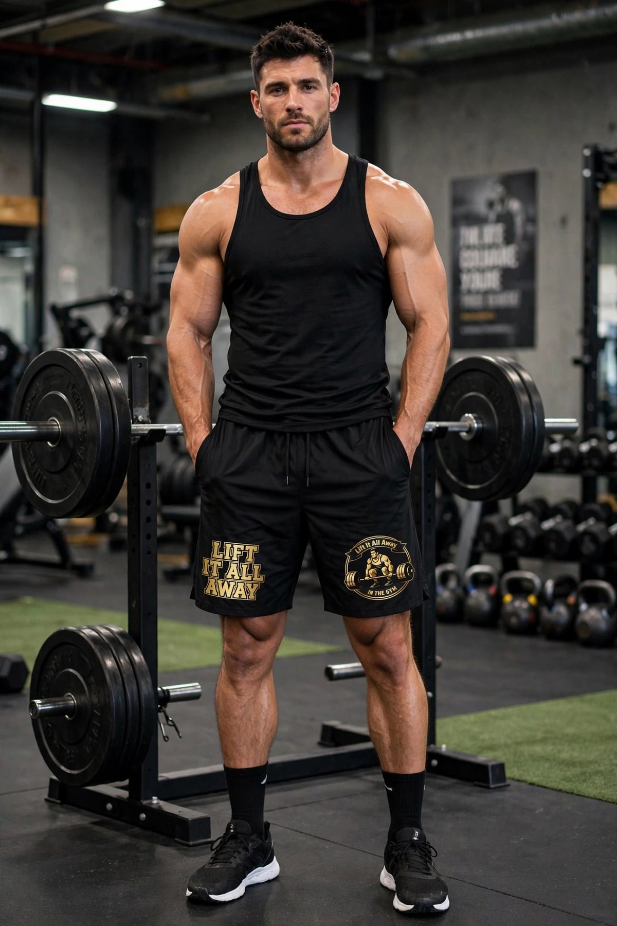 (UNISEX)Lift It All Away (Gold Standard Edtion) Gym Shorts
