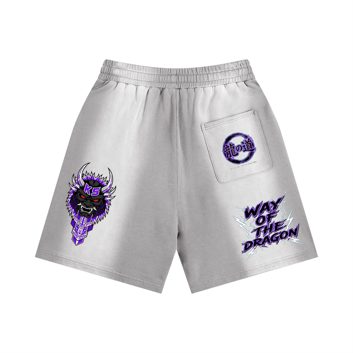 (KSFBLLC WAY OF THE DRAGON EDTION)Sun Fade Distressed Shorts