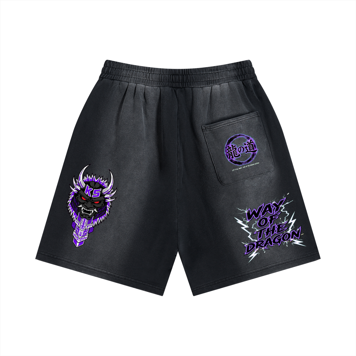 (KSFBLLC WAY OF THE DRAGON EDTION)Sun Fade Distressed Shorts