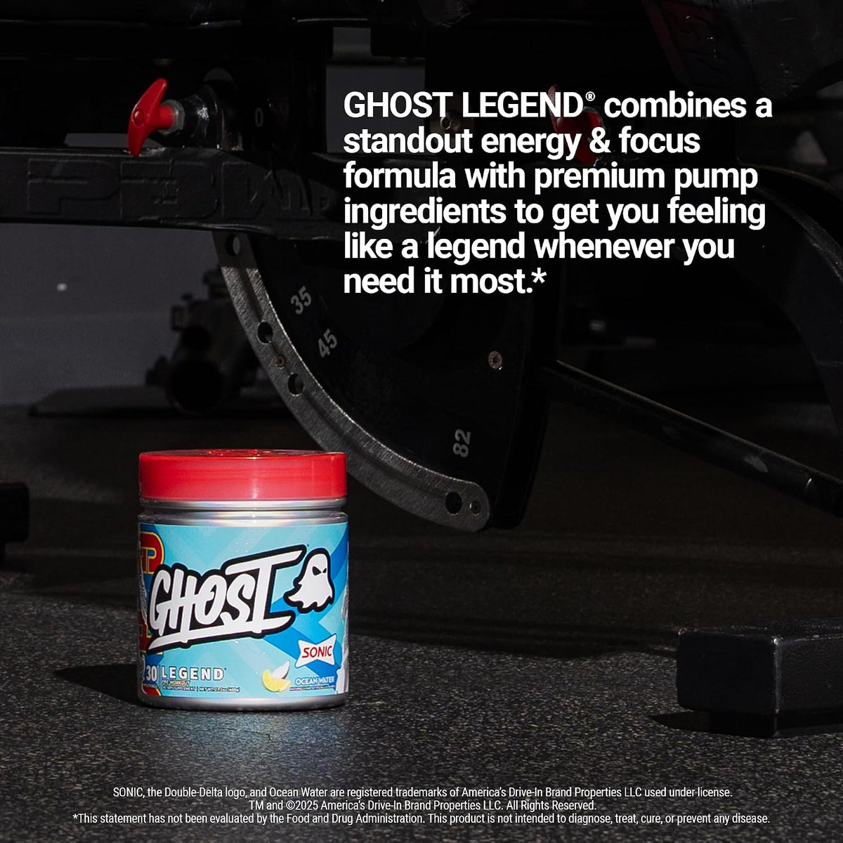 GHOST Legend Pre-Workout Powder, Sonic Cherry Limeade, 30 Servings | Pre-Workout with 300MG Caffeine, L-Citrulline, & Beta Alanine - Energy & Focus for Men & Women - Free of Soy, Sugar, & Gluten