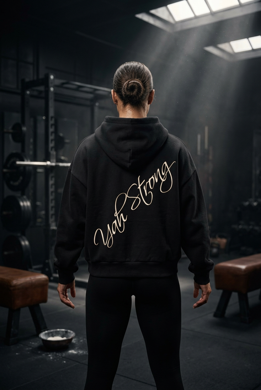 (KSFBLLC YAH STRONG ) Fleeced Full-Zip Boxy Hoodie