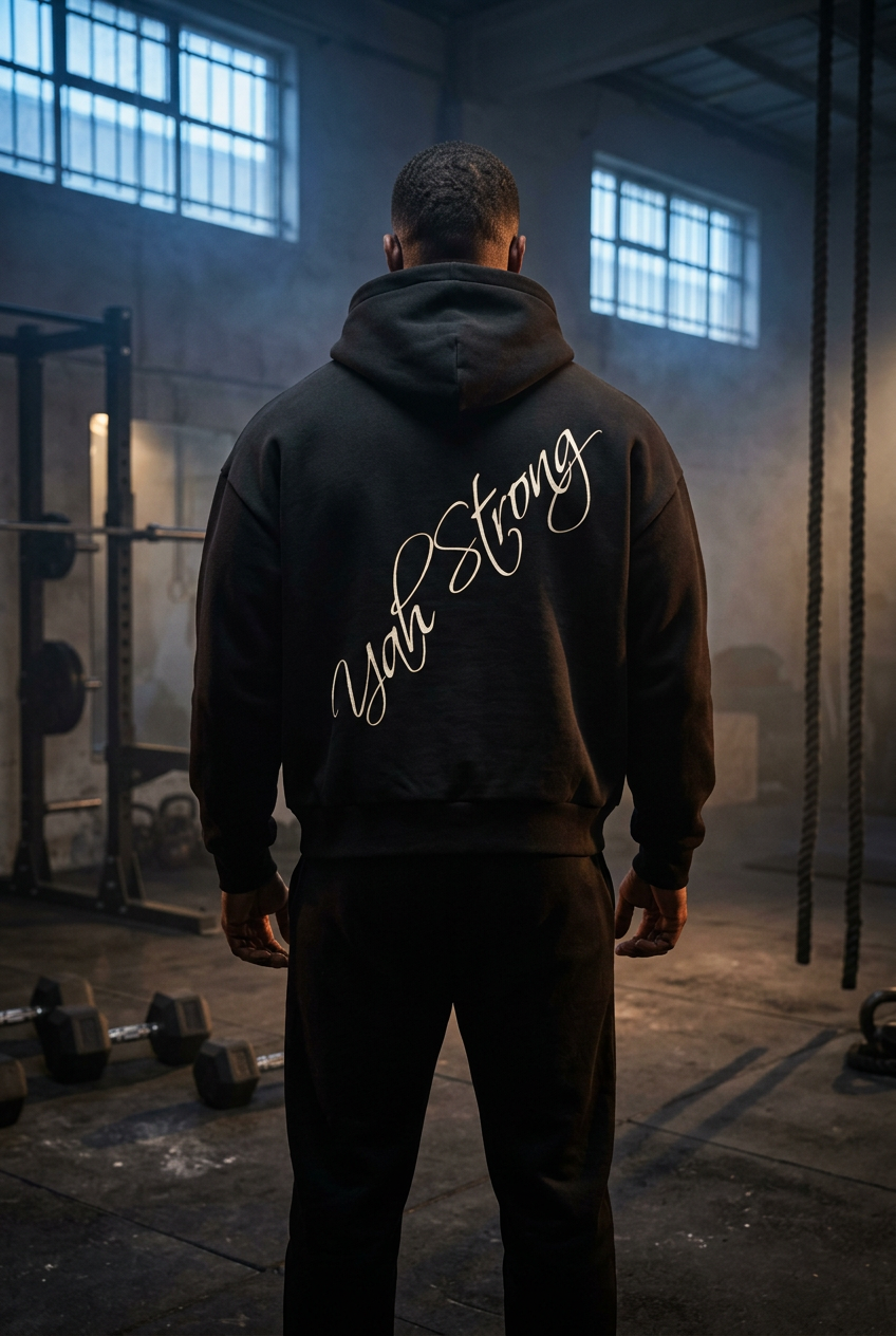 (KSFBLLC YAH STRONG ) Fleeced Full-Zip Boxy Hoodie