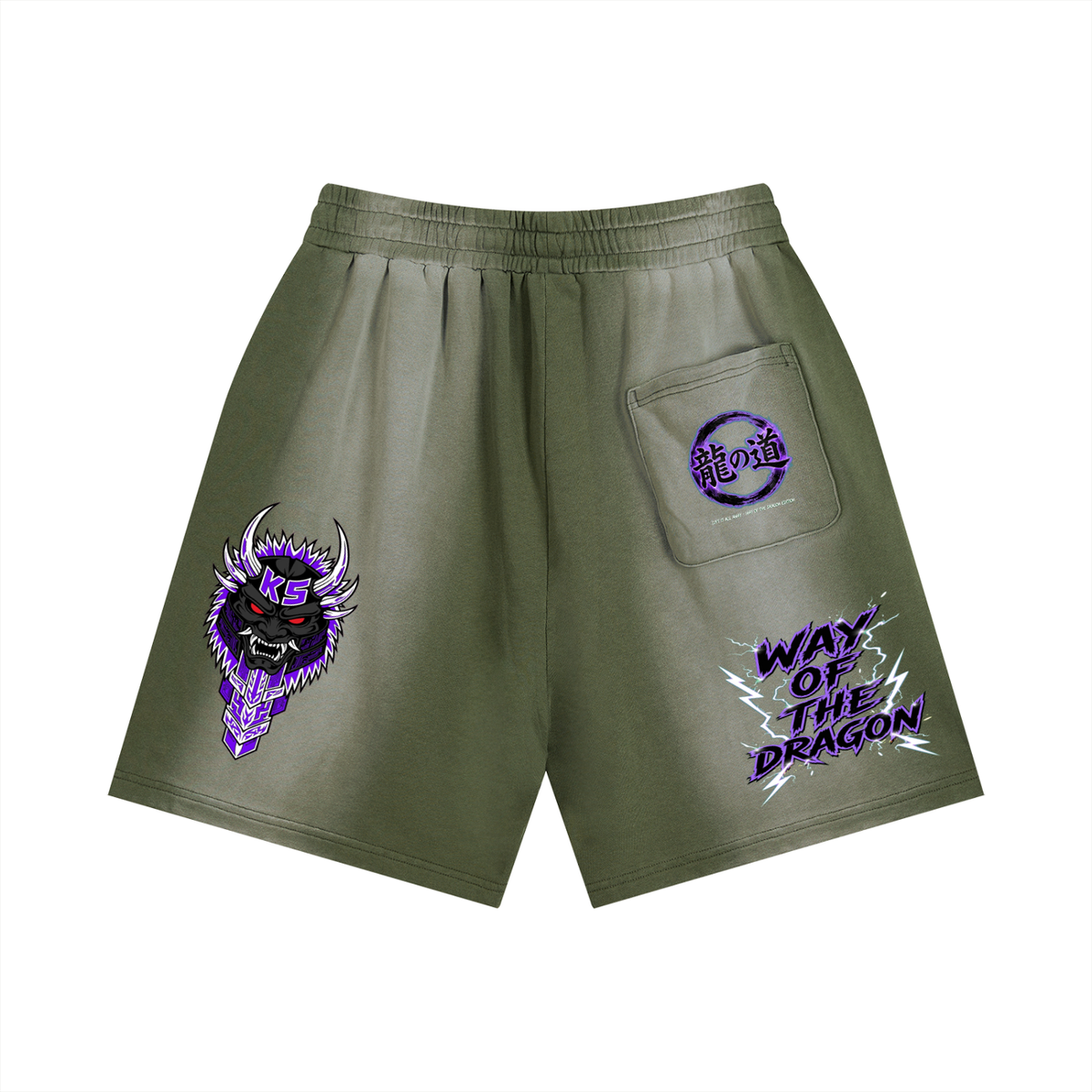(KSFBLLC WAY OF THE DRAGON EDTION)Sun Fade Distressed Shorts