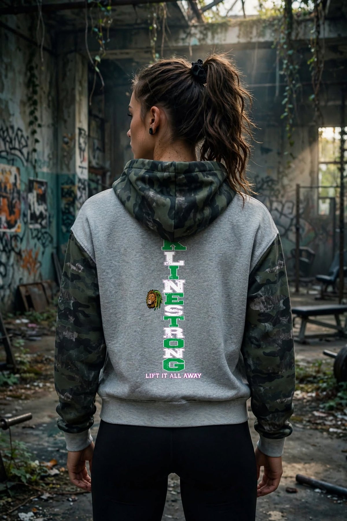 KSFBLLC(RASTA LION EDTION) Unisex Colorblock Camo Full Zip Boxy Hoodie
