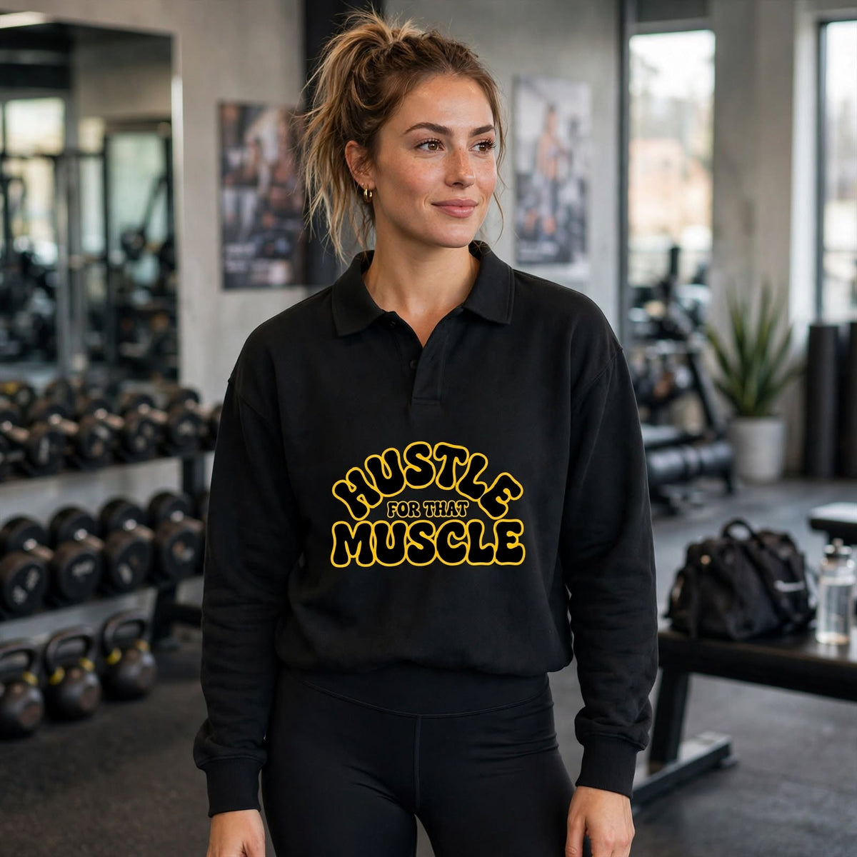 KSFBLLC (HUSTLE FOR THE MUSTLE EDTION) Unisex Oversized Collared Sweatshirt