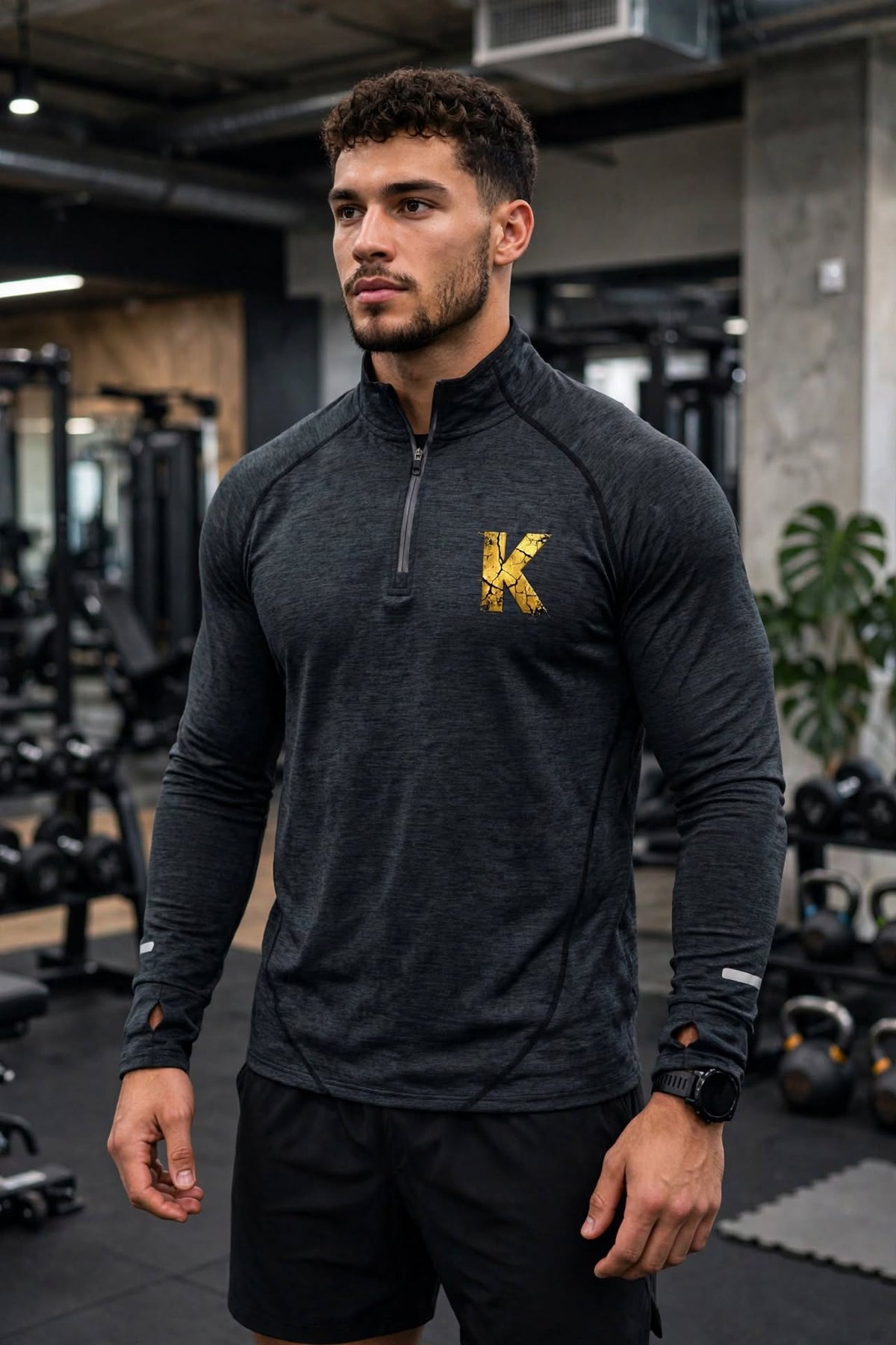 KSGBLLC (HUSTLE FOR THE MUSCLE) Men's Quarter-Zip Raglan Training T-Shirt
