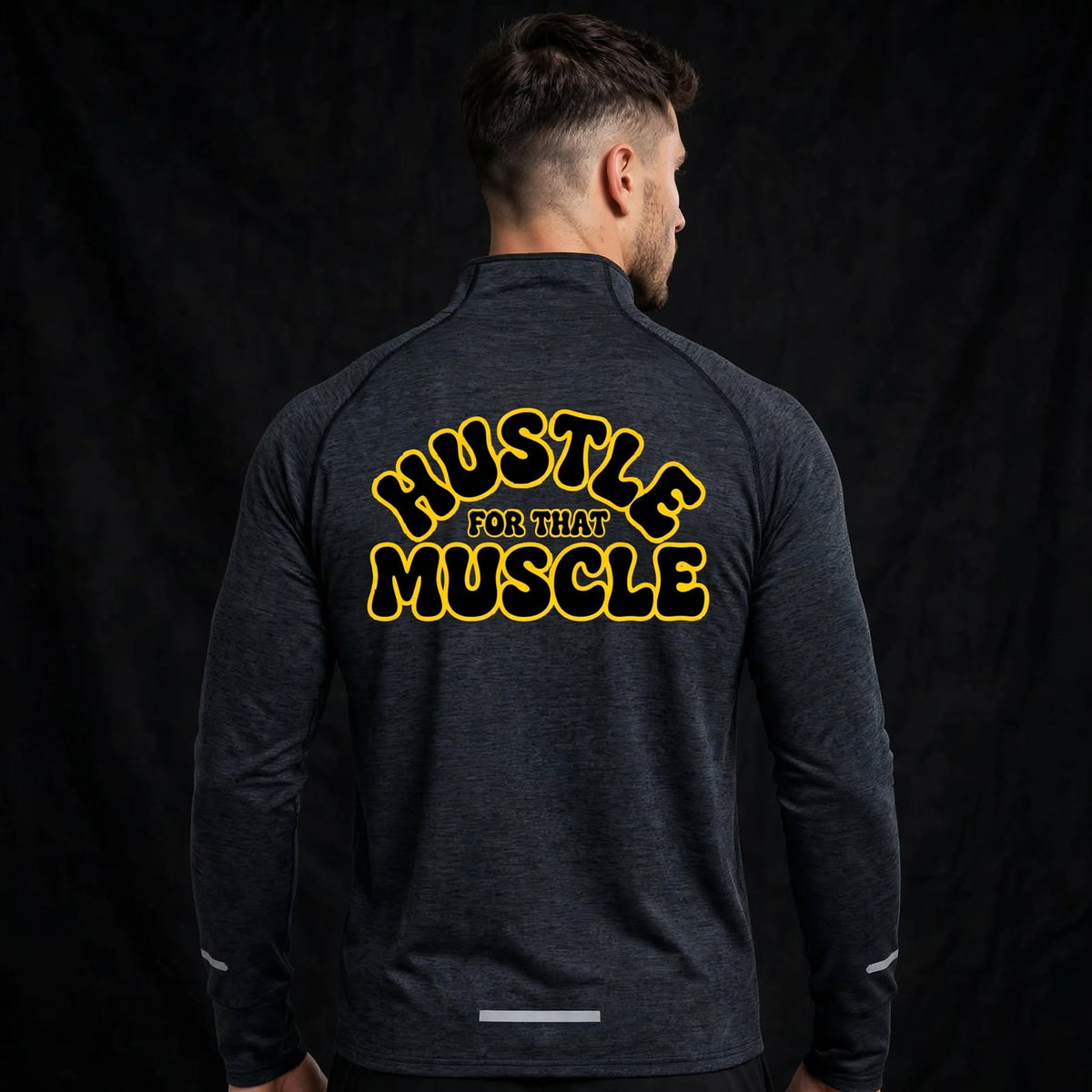 KSGBLLC (HUSTLE FOR THE MUSCLE) Men's Quarter-Zip Raglan Training T-Shirt