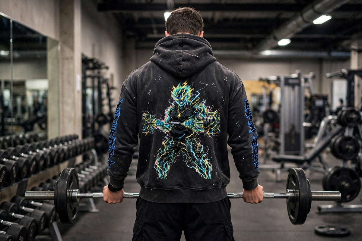 KSFBLLC ELECTRIC MAN EDTION Vintage Washed Frayed Fleece Hoodie