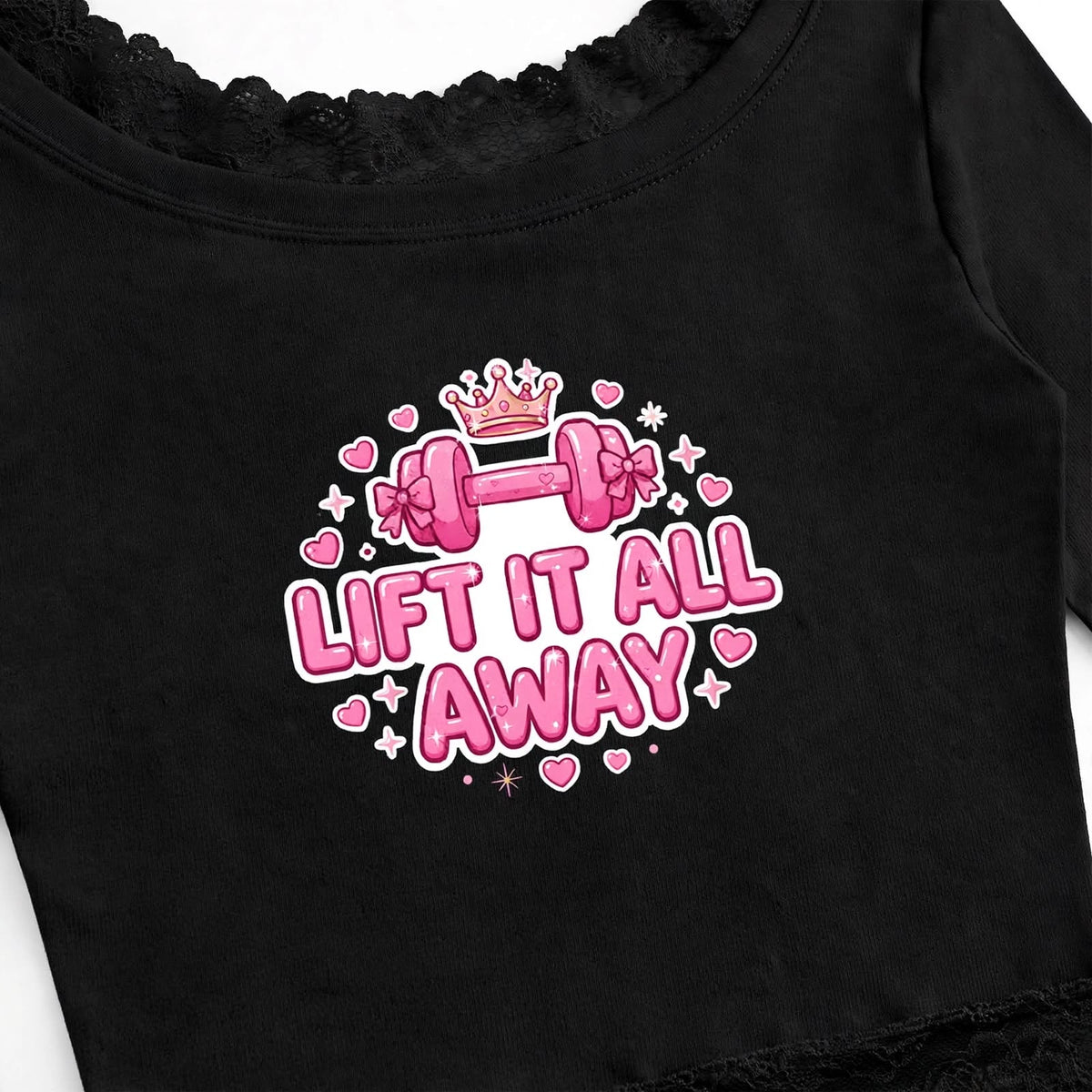 (Ksfbllc for the ladys) Women's Lace Trim Long Sleeve T-Shirt