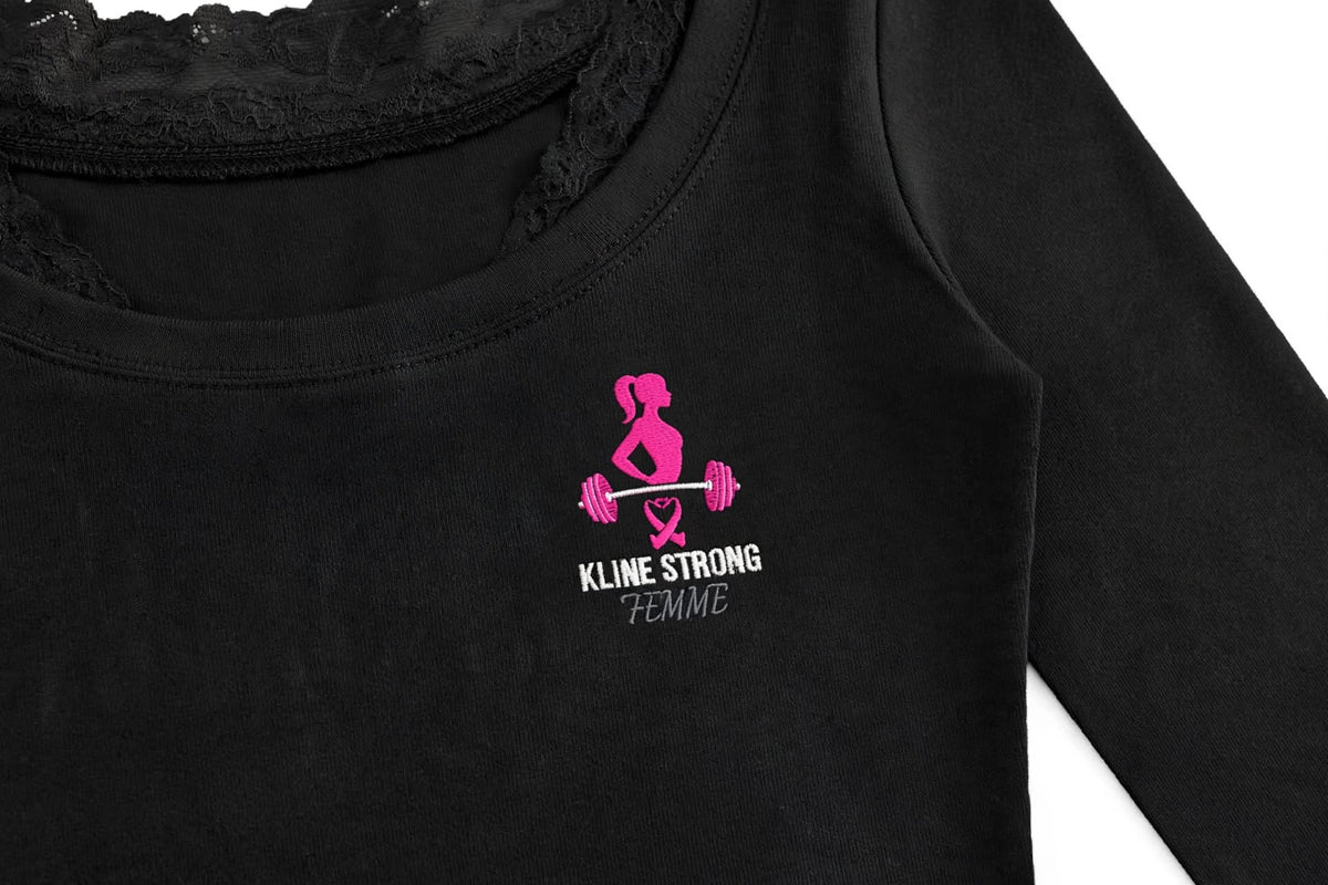 (Ksfbllc for the ladys) Women's Lace Trim Long Sleeve T-Shirt