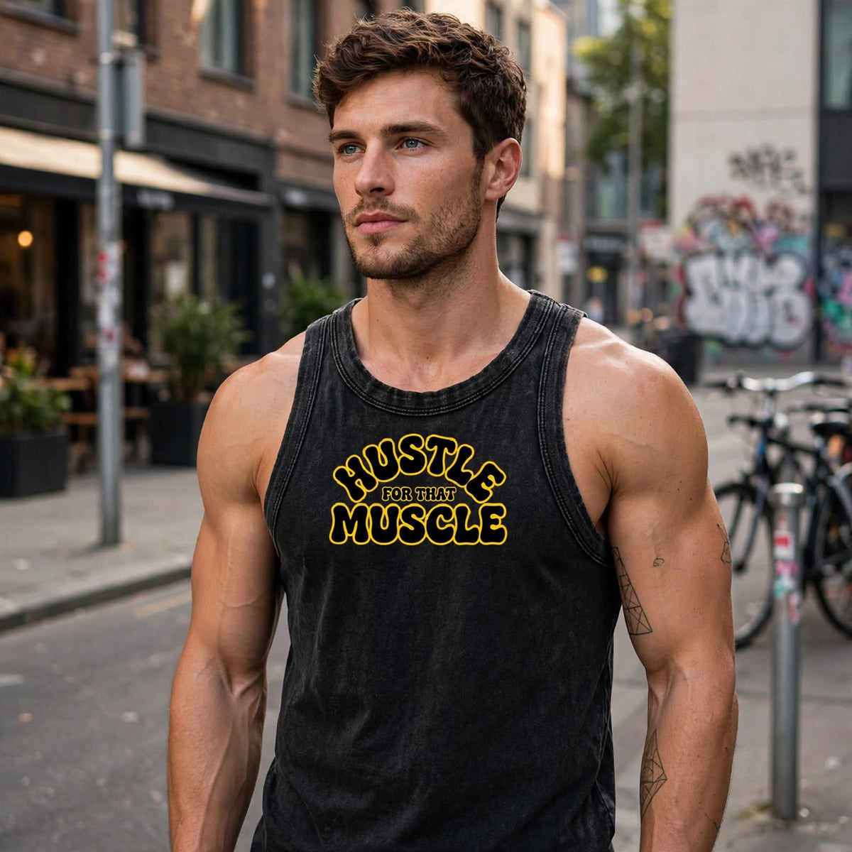 KSFBLLC (HUSTLE FOR THE MUSCLE EDTION) Snow Washed Tank Top