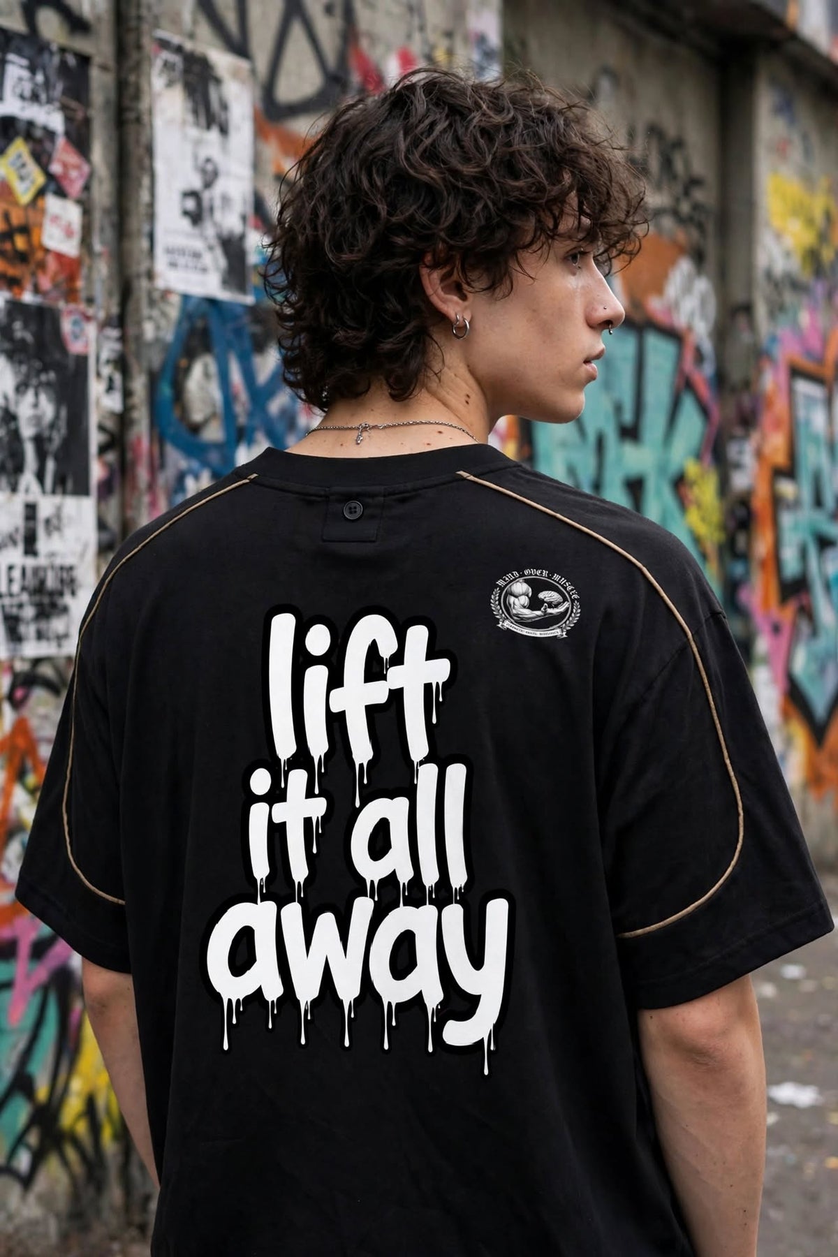 KSFB(MIND OVER MUSCLE) Unisex Oversized Piping Henley T-Shirt