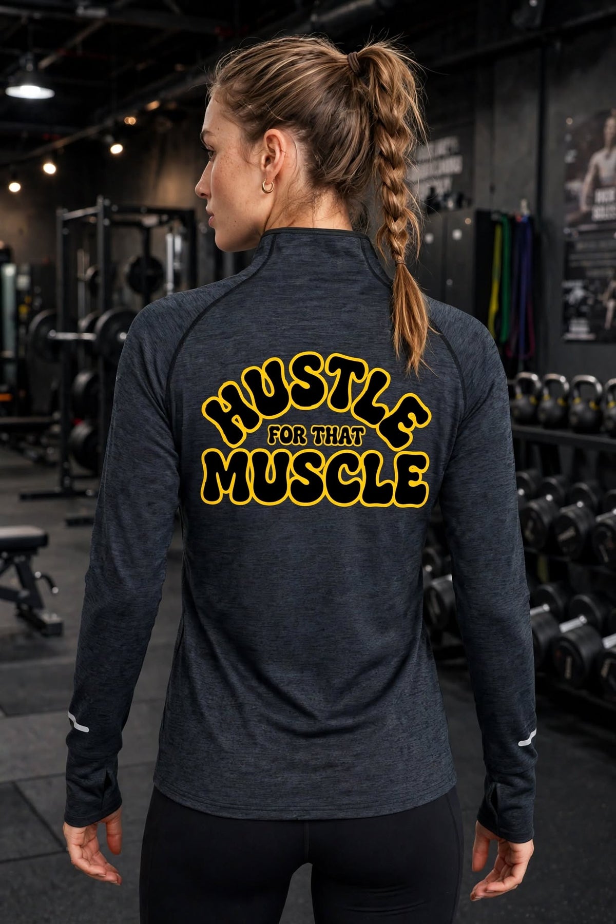 KSGBLLC (HUSTLE FOR THE MUSCLE) Men's Quarter-Zip Raglan Training T-Shirt