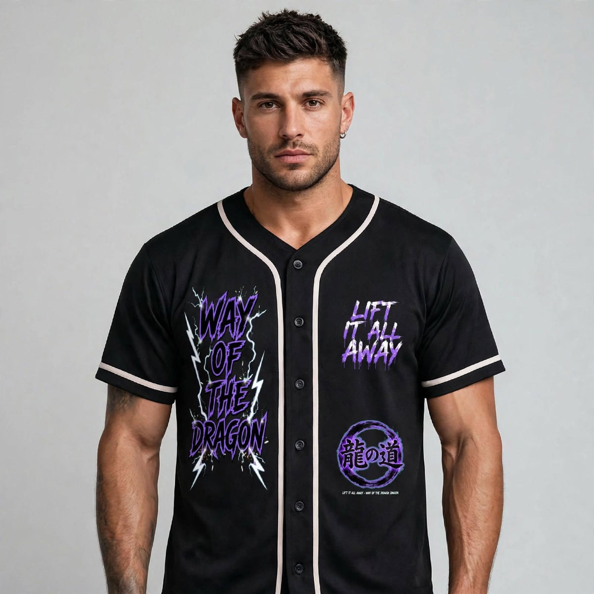 Way of the Dragon contrast-piped button-up jersey by Kline Strong