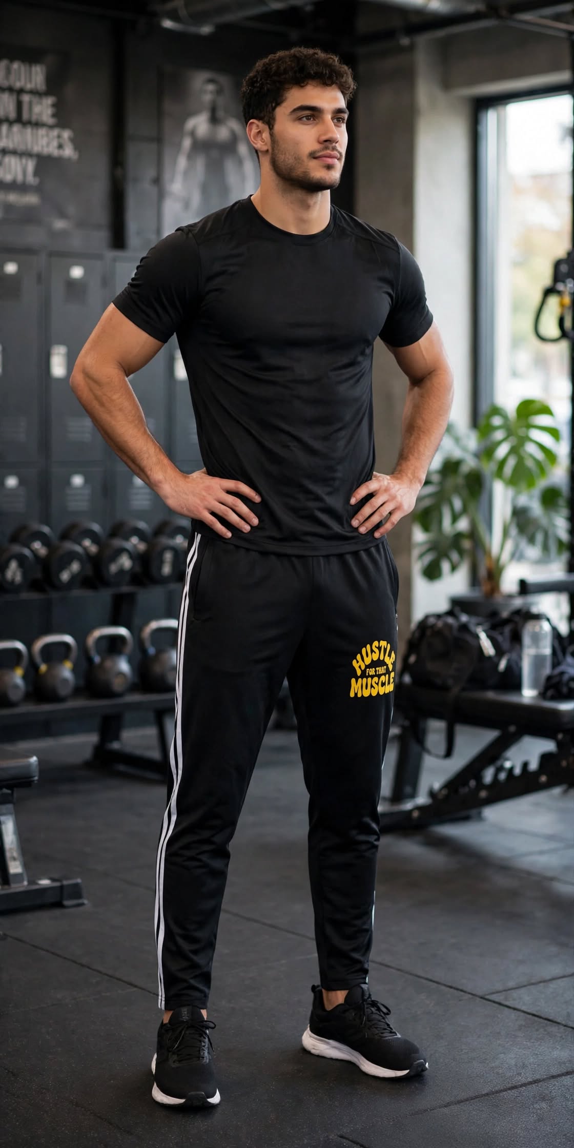 KSFBLLC HUSTLE FOR THE MUSCLE EDTION) Side Stripe Running Pants