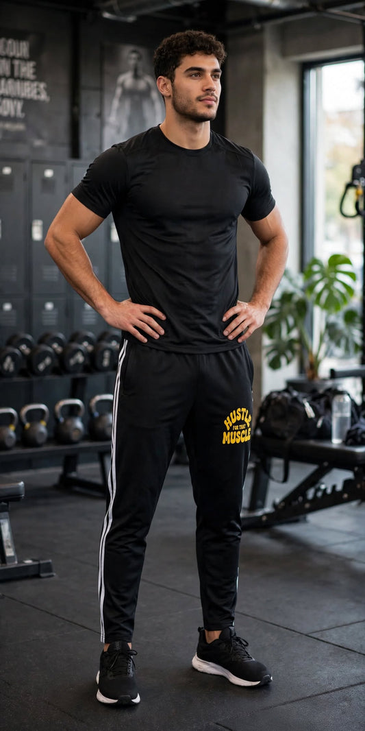 KSFBLLC HUSTLE FOR THE MUSCLE EDTION) Side Stripe Running Pants