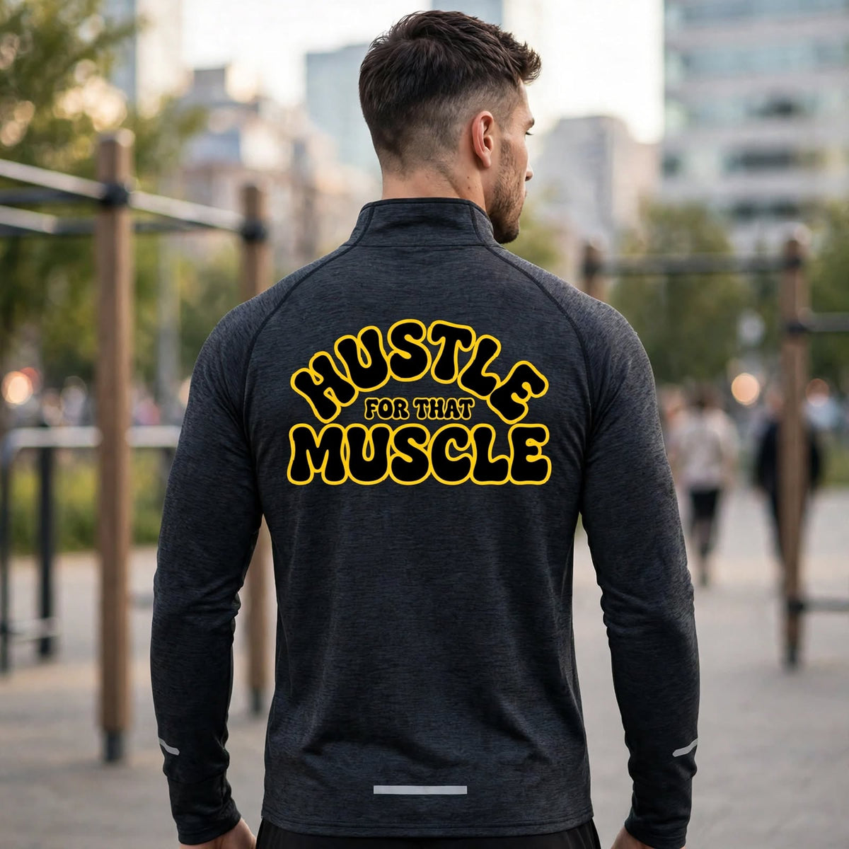KSGBLLC (HUSTLE FOR THE MUSCLE) Men's Quarter-Zip Raglan Training T-Shirt