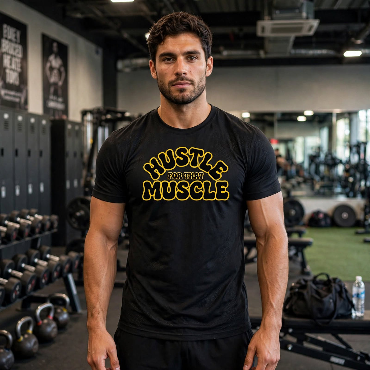 KSFBLLC (HUSTLE FOR THAT MUSCLE EDTION) Men's Jacquard Slim Mesh T-Shirt